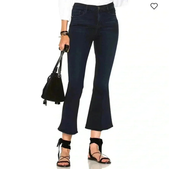 FRAME Le Crop Bell Flare Jeans Rockview Blue Dark Wash NWT - Picture 4 of 10